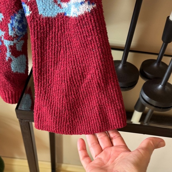 The Pioneer Woman Burgundy Floral Cowl Neck Sweater Small  A048 - Picture 4 of 9